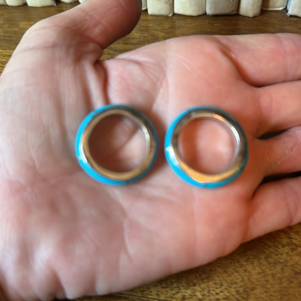 TWO Gorgeous Turquoise and Sterling Silver Stacking Ring Guards size 7 1/4 - Picture 3 of 6